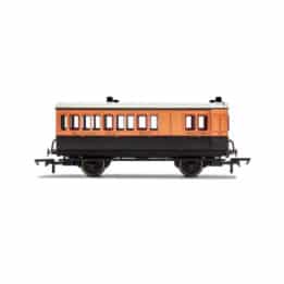 hornby - lswr, 4 wheel coach, brake 3rd class, fitted lights, 179 (r40110) oo gauge
