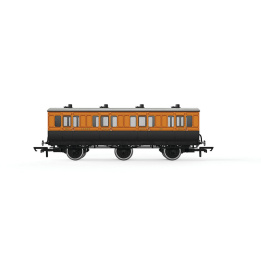 hornby - lswr, 6 wheel coach, 1st class, 490 (r40289) oo gauge