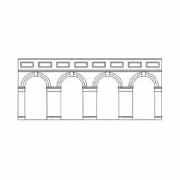 hornby - mid level arched retaining walls x2 (engineers blue brick) (r7385) oo gauge
