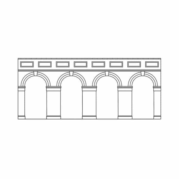 hornby - mid level arched retaining walls x2 (red brick) (r7384) oo gauge