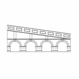 hornby - mid stepped arched retaining walls x2 (engineers blue brick) (r7387) oo gauge