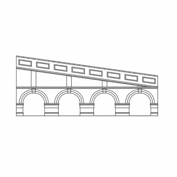 hornby - mid stepped arched retaining walls x2 (red brick) (r7386) oo gauge