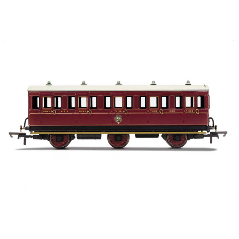 hornby - nbr, 6 wheel coach, 3rd class, fitted lights, 1169 (r40136) oo gauge
