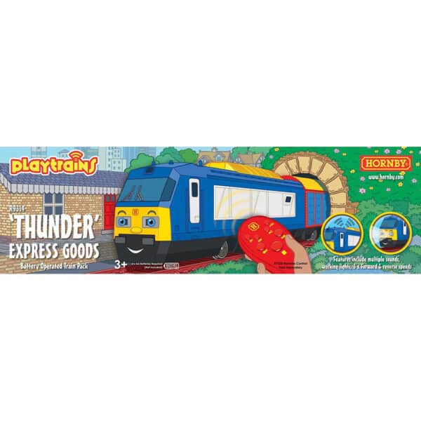 hornby - playtrains - thunder express goods battery operated train pack (r9314) oo gauge