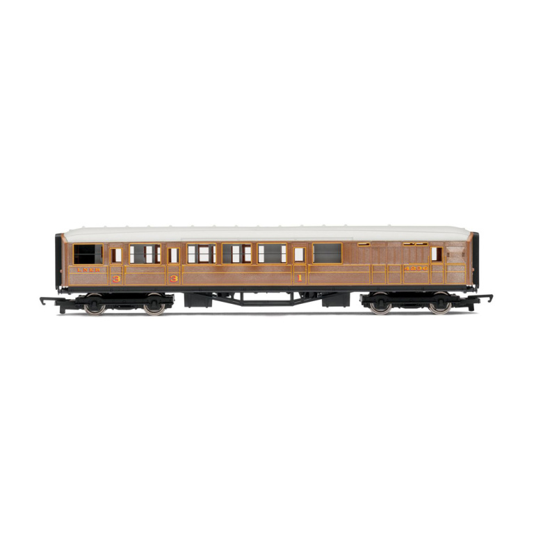 hornby - railroad lner, brake composite coach (r4333) oo gauge
