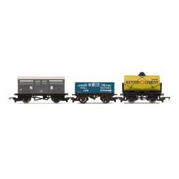 hornby - railroad triple wagon pack, various (r60135) oo gauge