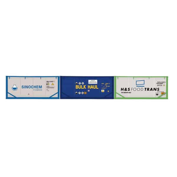 hornby - sinochem, bulk haul & h&s foodtrans, container pack, 3 x 20' tanktainers (r60129) oo gauge