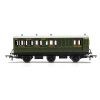 hornby - sr, 6 wheel coach, brake 3rd class, fitted lights, 3750 (r40134) oo gauge