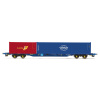 hornby - touax, kfa, container wagon with 1 x 20' & 1 x 40' containers (r60132) oo gauge