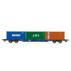 hornby - touax, kfa container wagon with 3 x 20' containers (r60131) oo gauge