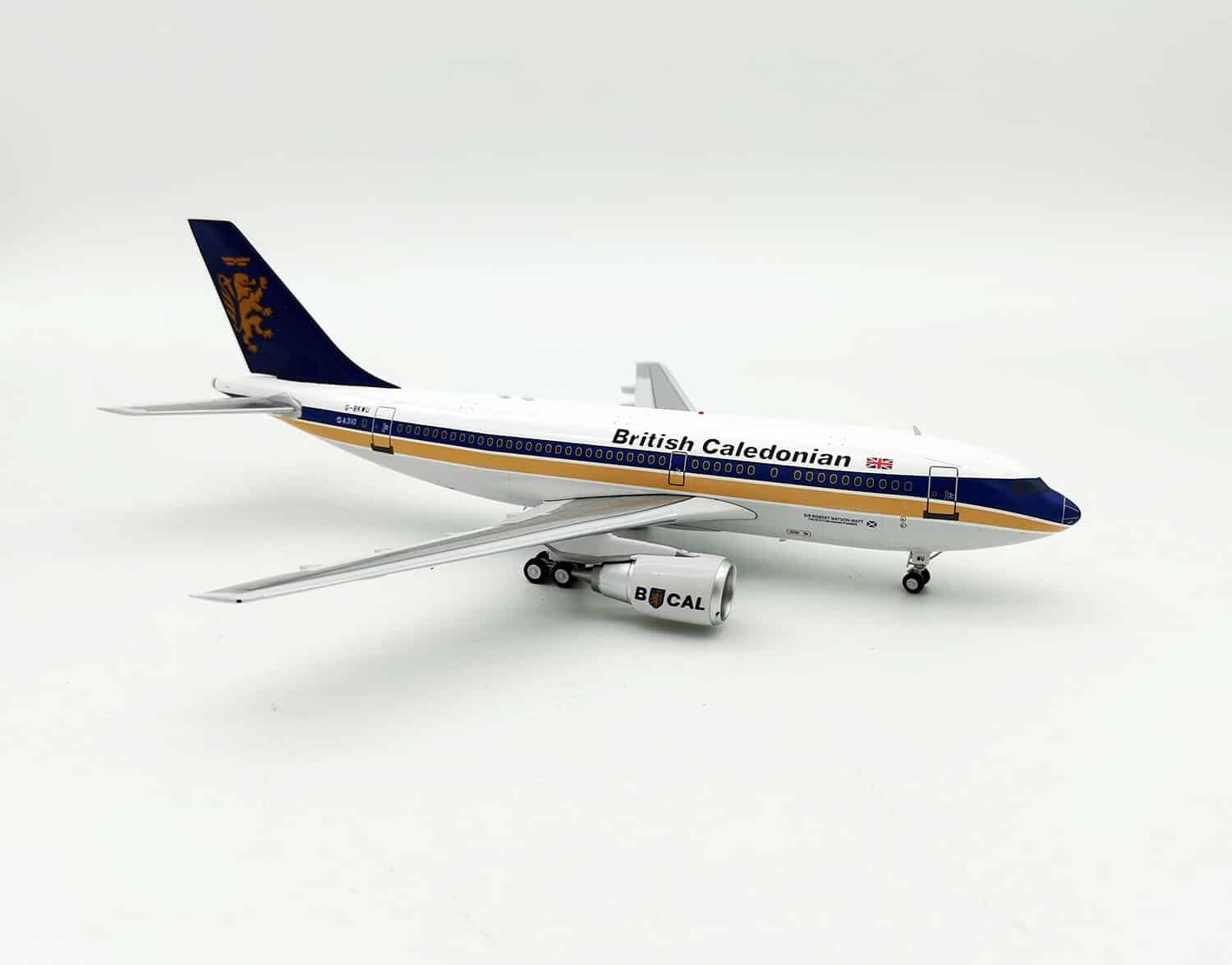 inflight - 1:200 british caledonian airways airbus a310-203 (g-bkwu) with stand