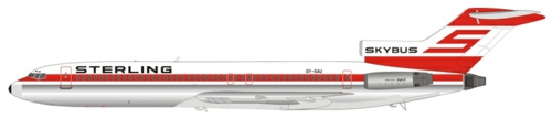 IF722NB1218 - 1/200 STERLING AIRWAYS BOEING 727-2J4/ADV OY-SAU WITH STAND