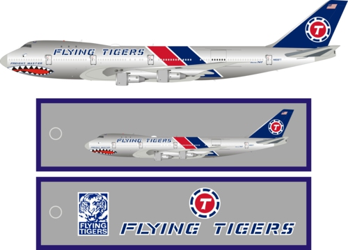 IF741FTSM-P - 1/200 N800FT FLYING TIGERS 747-123F POLISHED WITH STAND AND KEY TAG