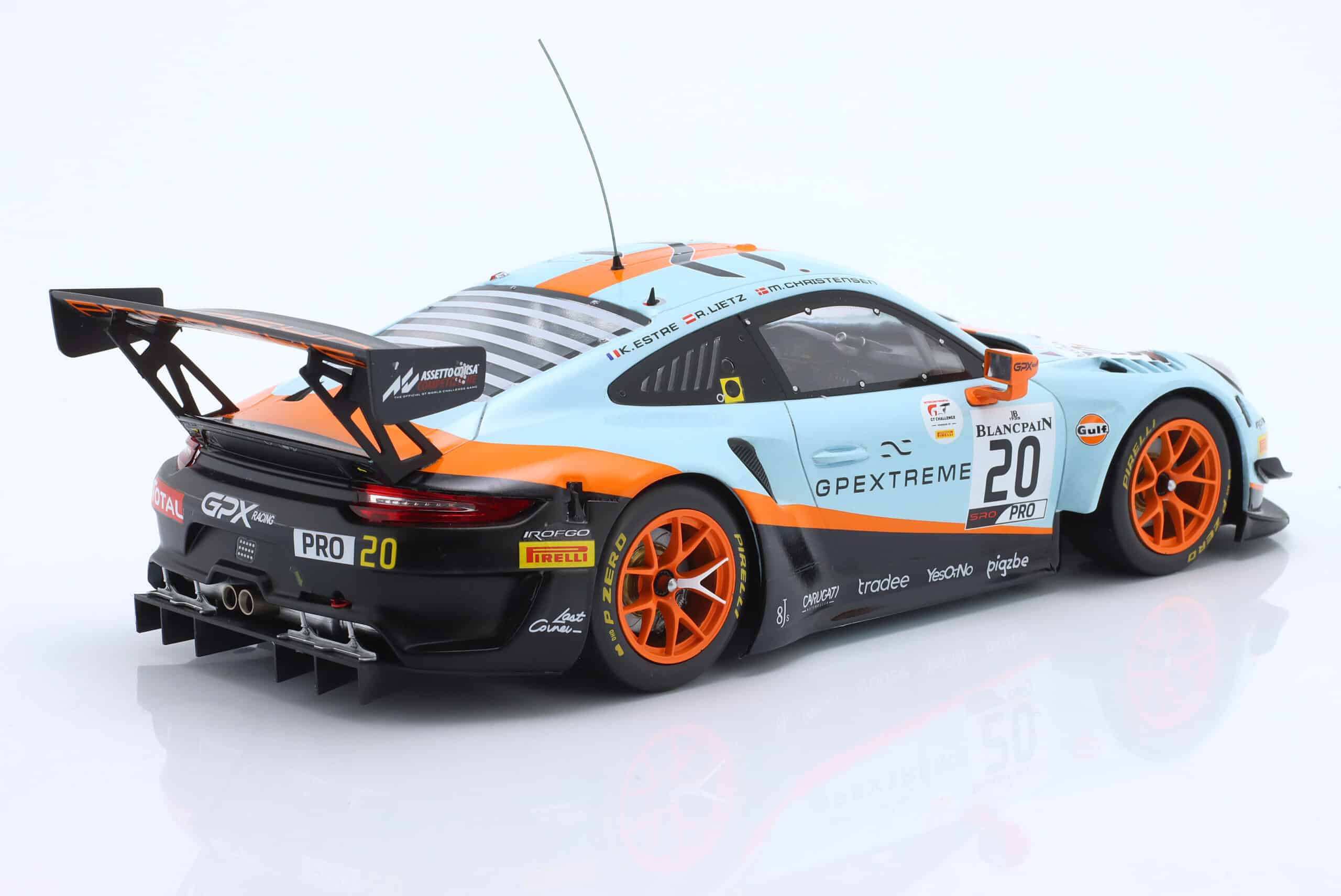 Ixo - 1:18 Porsche 911 GT3 R No.20 Gulf Winner 24h Spa 2019 Christensen, Lietz, Estre - Diecast Model
