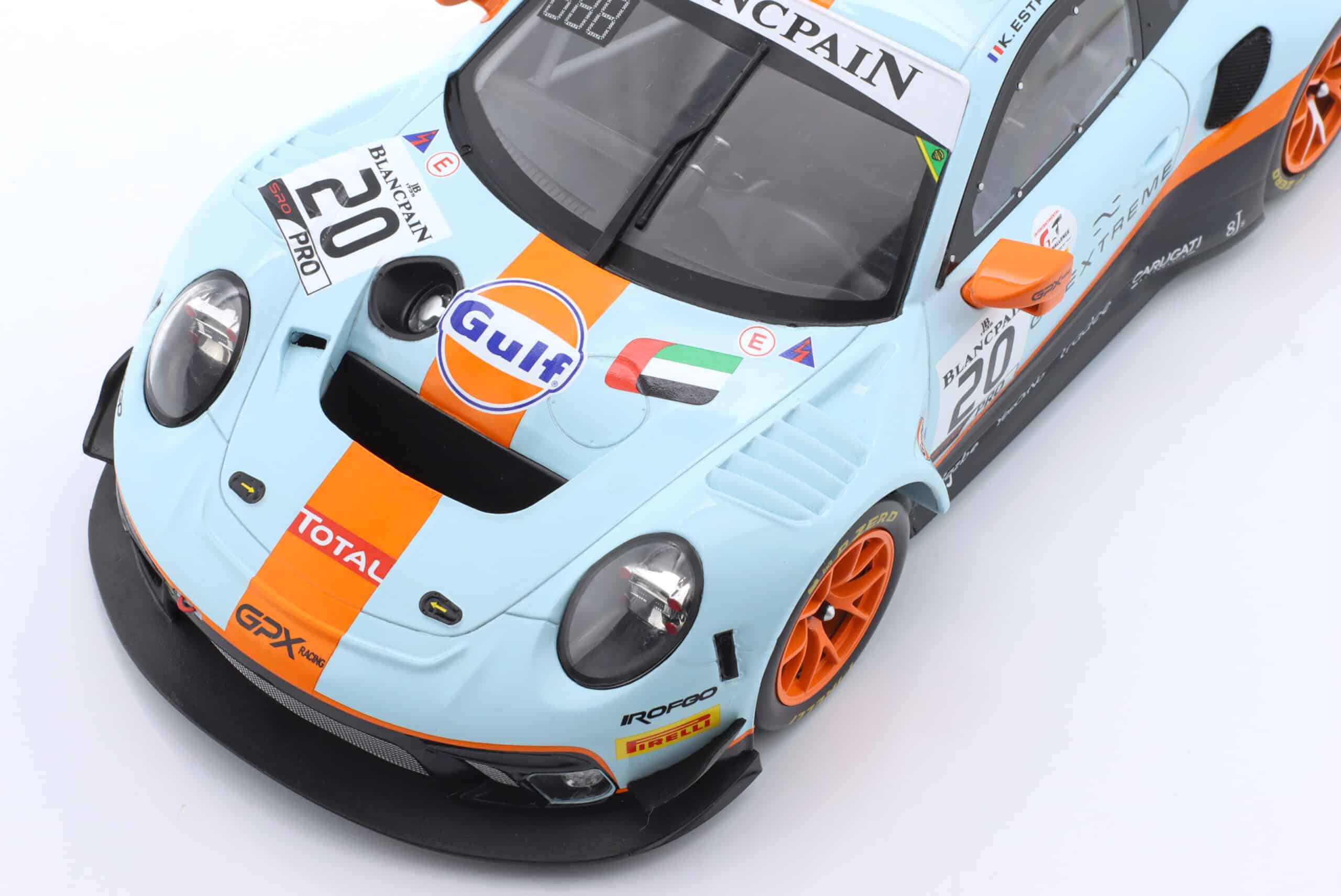Ixo - 1:18 Porsche 911 GT3 R No.20 Gulf Winner 24h Spa 2019 Christensen, Lietz, Estre - Diecast Model