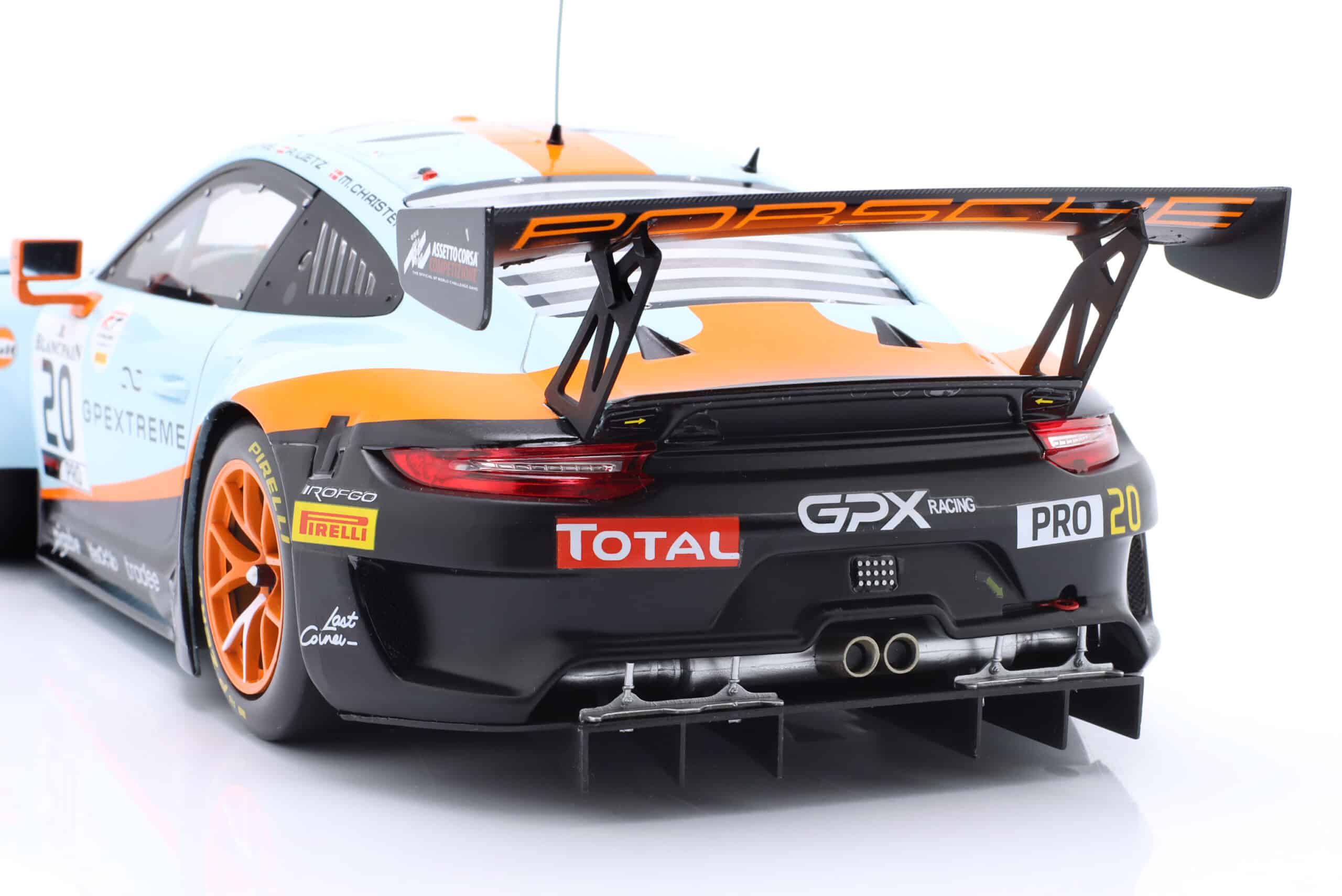 Ixo - 1:18 Porsche 911 GT3 R No.20 Gulf Winner 24h Spa 2019 Christensen, Lietz, Estre - Diecast Model