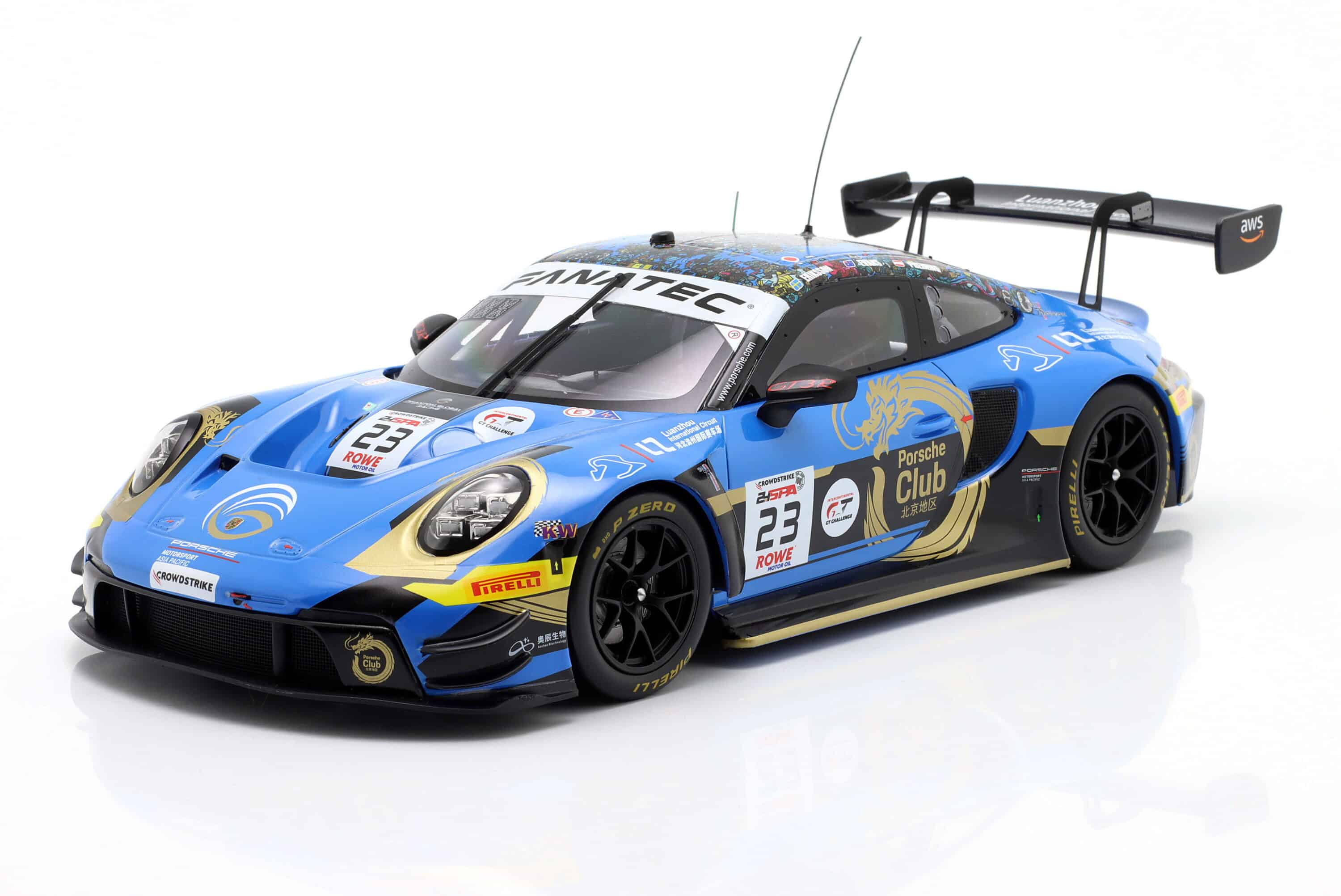 Ixo - 1:18 Porsche 911 GT3 R No.23 24h Spa 2024 Phantom Global - Eriksson, Evans, Preining - Diecast Model 2 ixo_1_18_porsche_911_gt3_r_no23_24h_spa_2024_phant 2