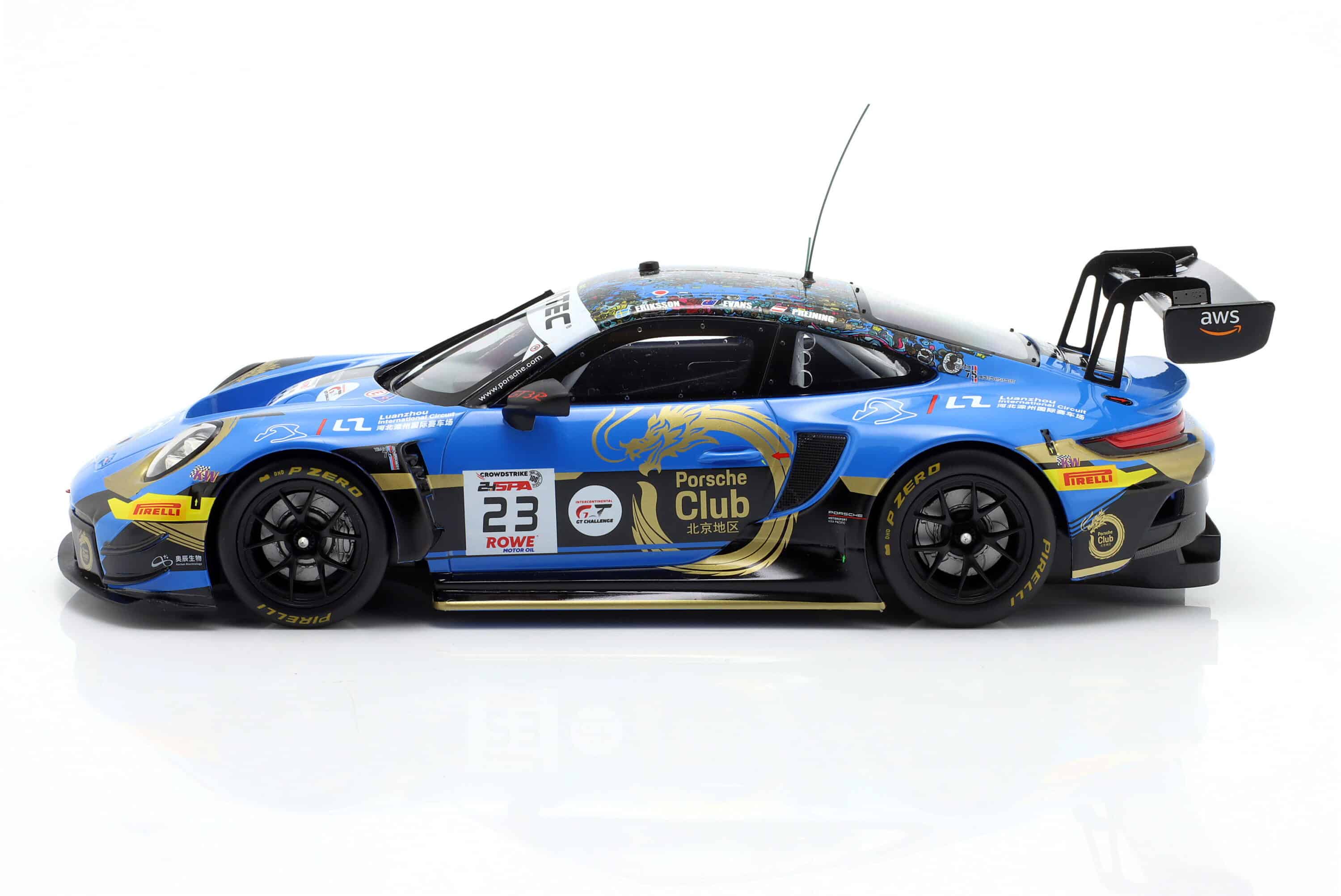 Ixo - 1:18 Porsche 911 GT3 R No.23 24h Spa 2024 Phantom Global - Eriksson, Evans, Preining - Diecast Model 3 ixo_1_18_porsche_911_gt3_r_no23_24h_spa_2024_phant 3