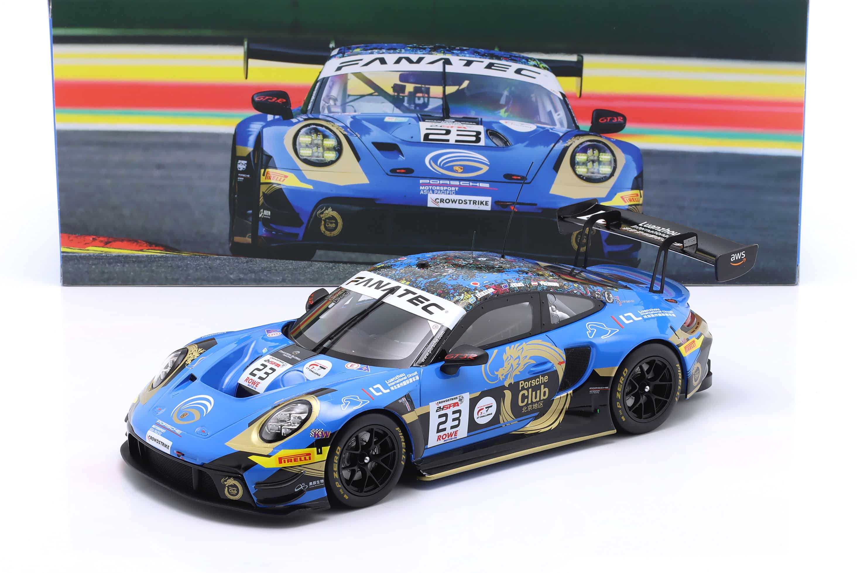 Ixo - 1:18 Porsche 911 GT3 R No.23 24h Spa 2024 Phantom Global - Eriksson, Evans, Preining - Diecast Model