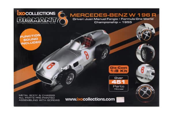 Mercedes-Benz W196 F1 World Champion 1955 Juan Manuel Fangio - 1:8 Scale Diecast Model Kit by Ixo Collections