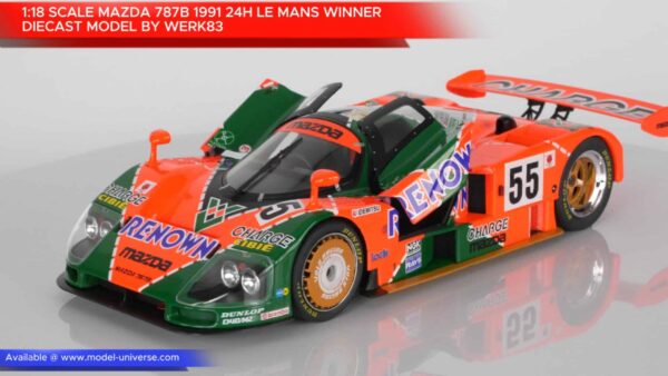 WERK83 - 1:18 Mazda 787B No.55 Winner 24h Le Mans 1991 (Weidler, Herbert, Gachot) - Diecast Model 10 WERK83 - 1:18 Mazda 787B No.55 Winner 24h Le Mans 1991 (Weidler, Herbert, Gachot) - Diecast Model