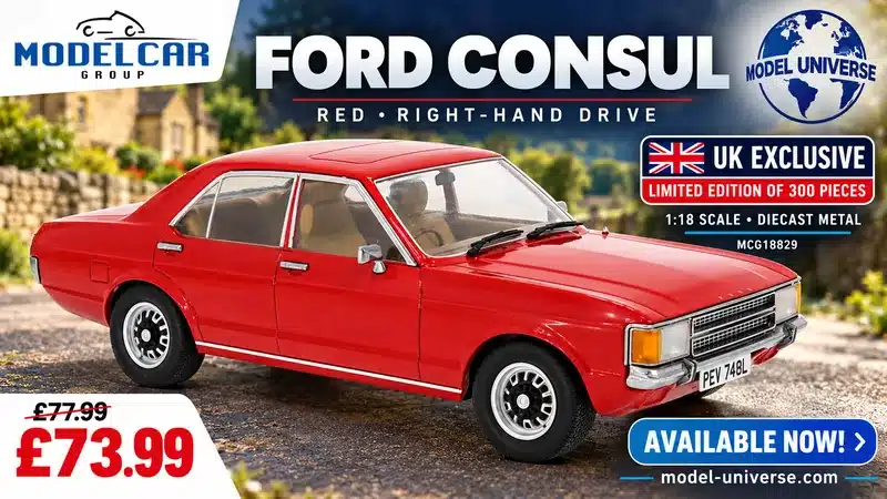 Diecast Model Shop - Model Universe 13 MCG 1:18 Ford Consul Red RHD limited edition