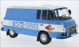 mcg - 1:18 barkas b 1000 kastenwagen blue/red fortschritt service 1970 diecast model