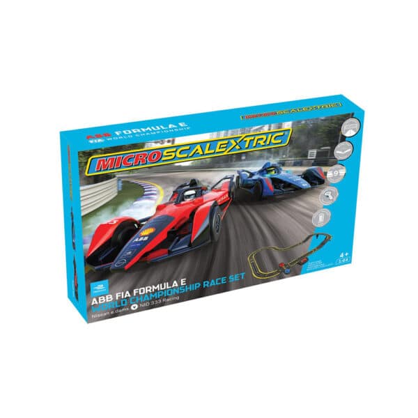 micro scalextric formula e - battery powered race set - 1:64 (g1179m)
