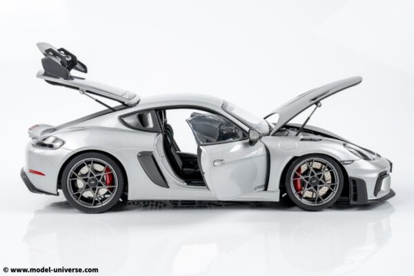 Minichamps - 1:18 Porsche Cayman GT4 RS Silver Metallic w/Weissach Package 2024 (110062122) Diecast Model 28 Minichamps - 1:18 Porsche Cayman GT4 RS Silver Metallic w/Weissach Package 2024 - Diecast Model