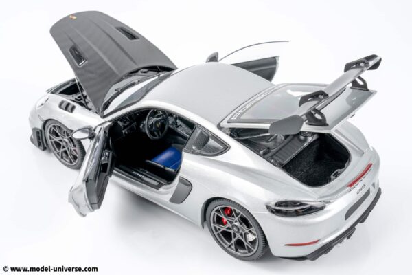 Minichamps - 1:18 Porsche Cayman GT4 RS Silver Metallic w/Weissach Package 2024 (110062122) Diecast Model 23 Minichamps - 1:18 Porsche Cayman GT4 RS Silver Metallic w/Weissach Package 2024 - Diecast Model
