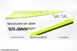 Minichamps - 1:18 Brawn GP BGP001 No.22 Jenson Button World Champion Brazilian GP 2009 with Pitboard - Limited Edition Diecast Model