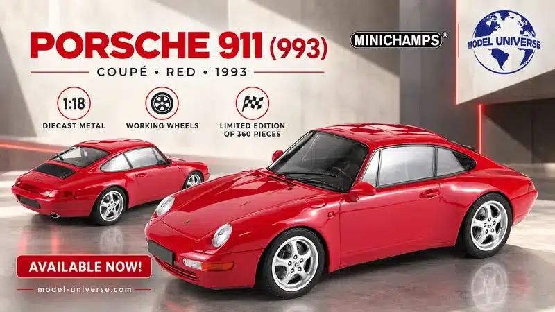 Diecast Model Shop - Model Universe 19 Minichamps 1:18 Porsche 911 (993) Coupe Red 1993