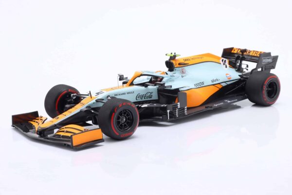 Minichamps - 1:18 McLaren MCL35M No.4 Lando Norris 3rd Monaco GP Gulf Livery - Limited Edition Diecast Model 9 Minichamps - 1:18 McLaren MCL35M No.4 Lando Norris 3rd Monaco GP Gulf Livery - Limited Edition Diecast Model