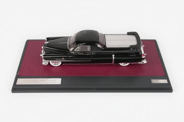 Matrix 1:43 Cadillac Professional S&S Florentine Flower Car Black 1951 (MX20301-411) Limited Edition Resin Model 11 Matrix 1:43 Cadillac Professional S&S Florentine Flower Car Black 1951 (MX20301-411) resin model, rear three-quarter