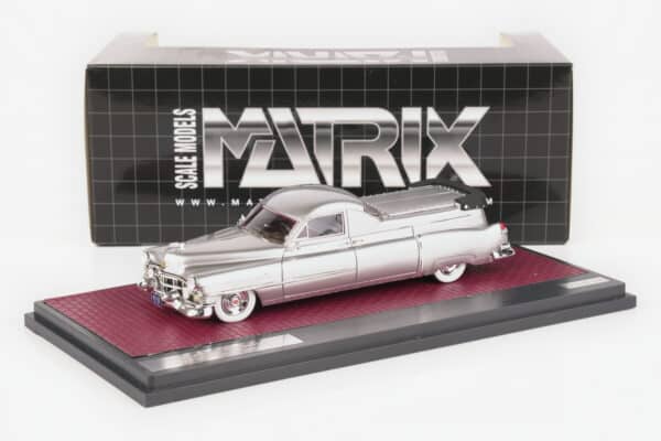 Matrix 1:43 Cadillac Professional S&S Florentine Flower Car Silver 1951 (MX20301-413) resin model, with box, front