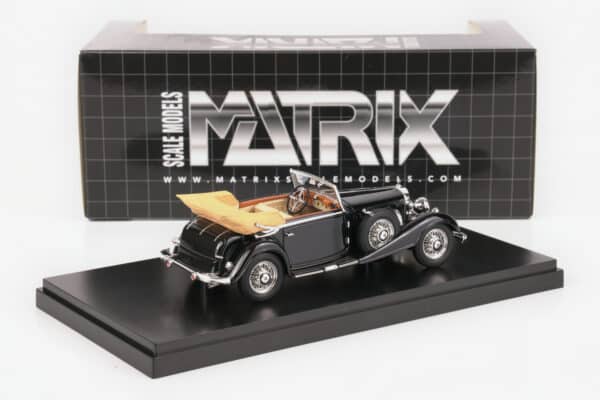 Matrix 1:43 Mercedes-Benz 500K Cabriolet C Black 1935 (MX41302-311) resin model, with box, rear