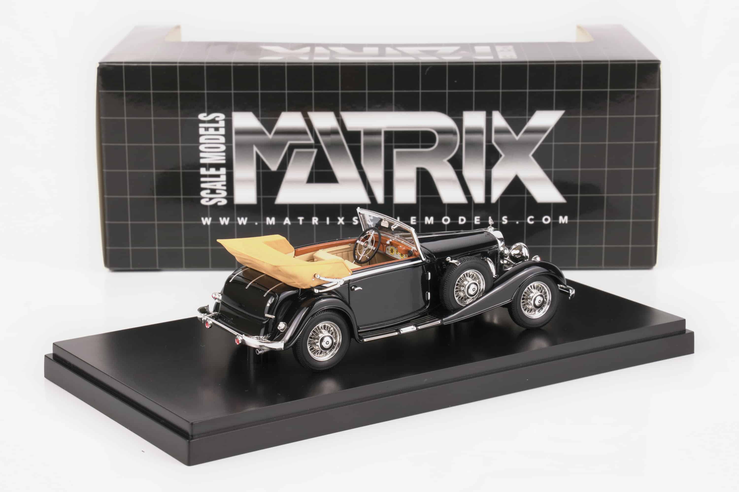 Matrix 1:43 Mercedes-Benz 500K Cabriolet C Black 1935 (MX41302-311) Limited Edition Resin Model 2 Matrix 1:43 Mercedes-Benz 500K Cabriolet C Black 1935 (MX41302-311) resin model, with box, rear
