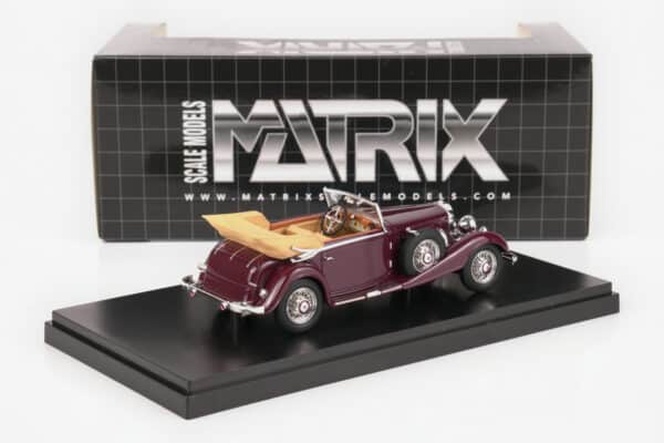 Matrix 1:43 Mercedes-Benz 500K Cabriolet C Maroon 1935 (MX41302-312) resin model, with box, rear