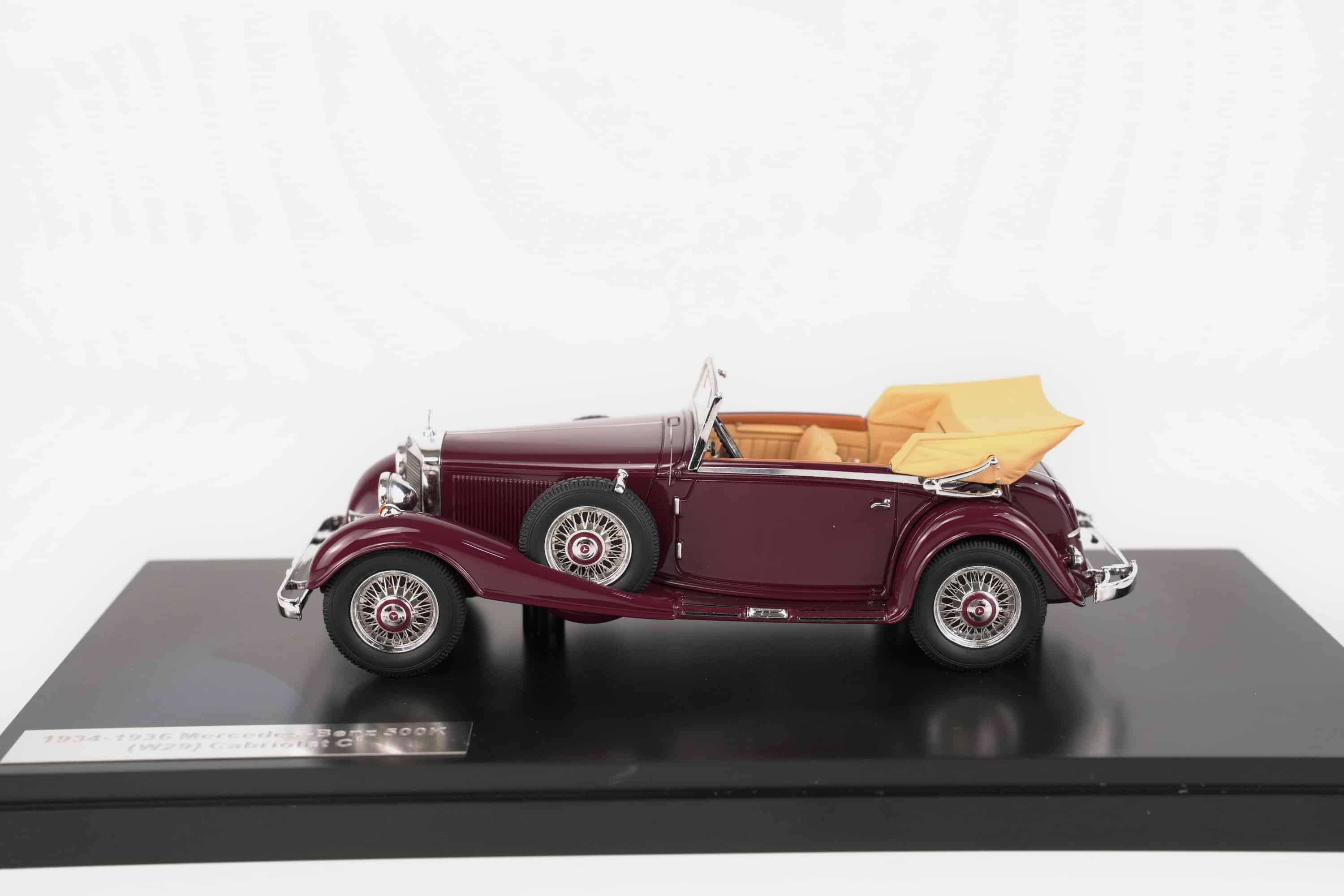 Matrix 1:43 Mercedes-Benz 500K Cabriolet C Maroon 1935 (MX41302-312) Limited Edition Resin Model 4 Matrix 1:43 Mercedes-Benz 500K Cabriolet C Maroon 1935 (MX41302-312) resin model, side view