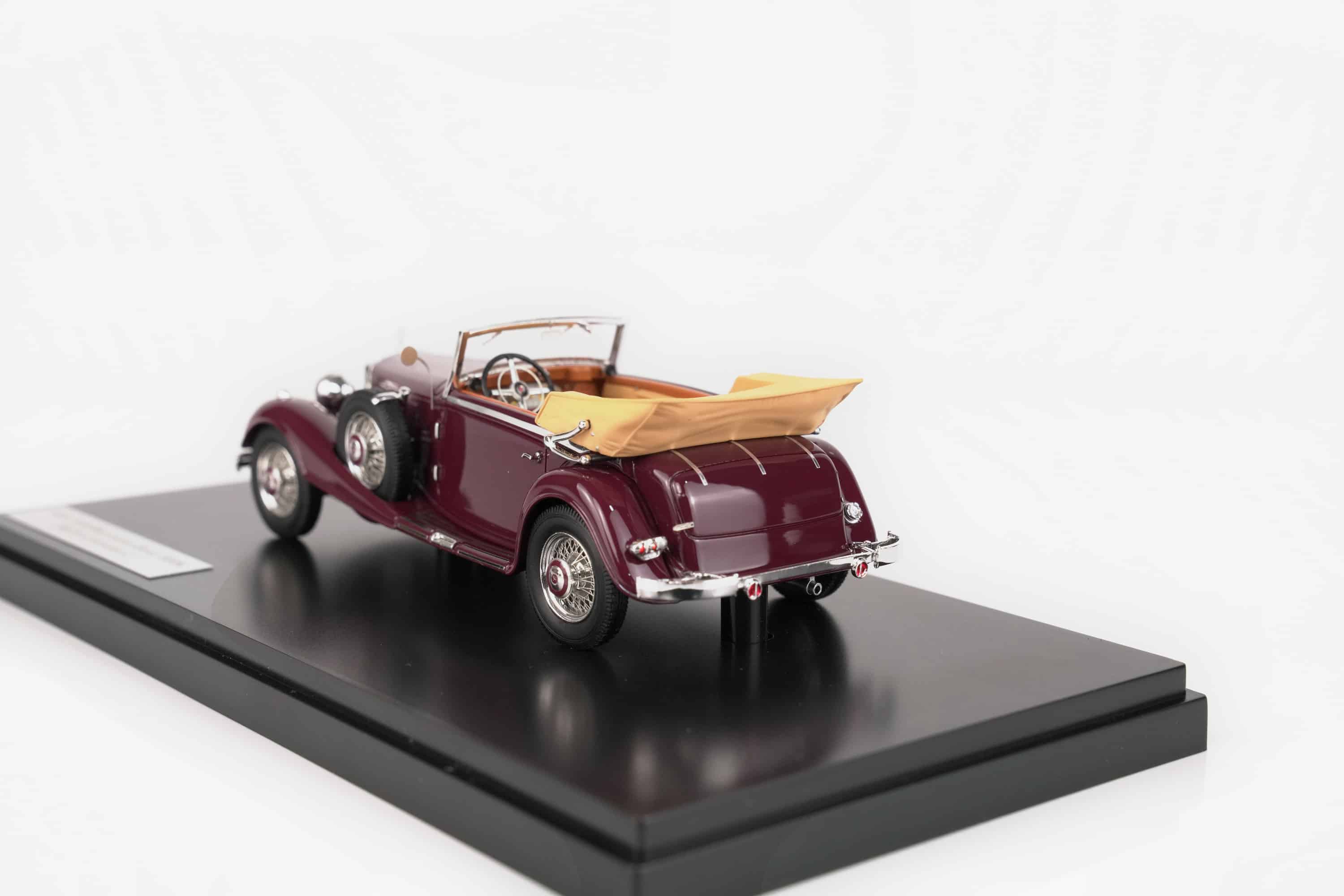 Matrix 1:43 Mercedes-Benz 500K Cabriolet C Maroon 1935 (MX41302-312) Limited Edition Resin Model 5 Matrix 1:43 Mercedes-Benz 500K Cabriolet C Maroon 1935 (MX41302-312) resin model, rear three-quarter