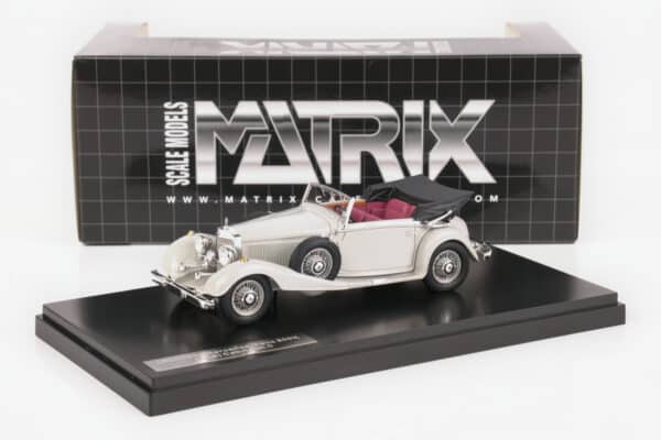 Matrix 1:43 Mercedes-Benz 500K Cabriolet C Grey 1935 (MX41302-313) resin model, with box, front