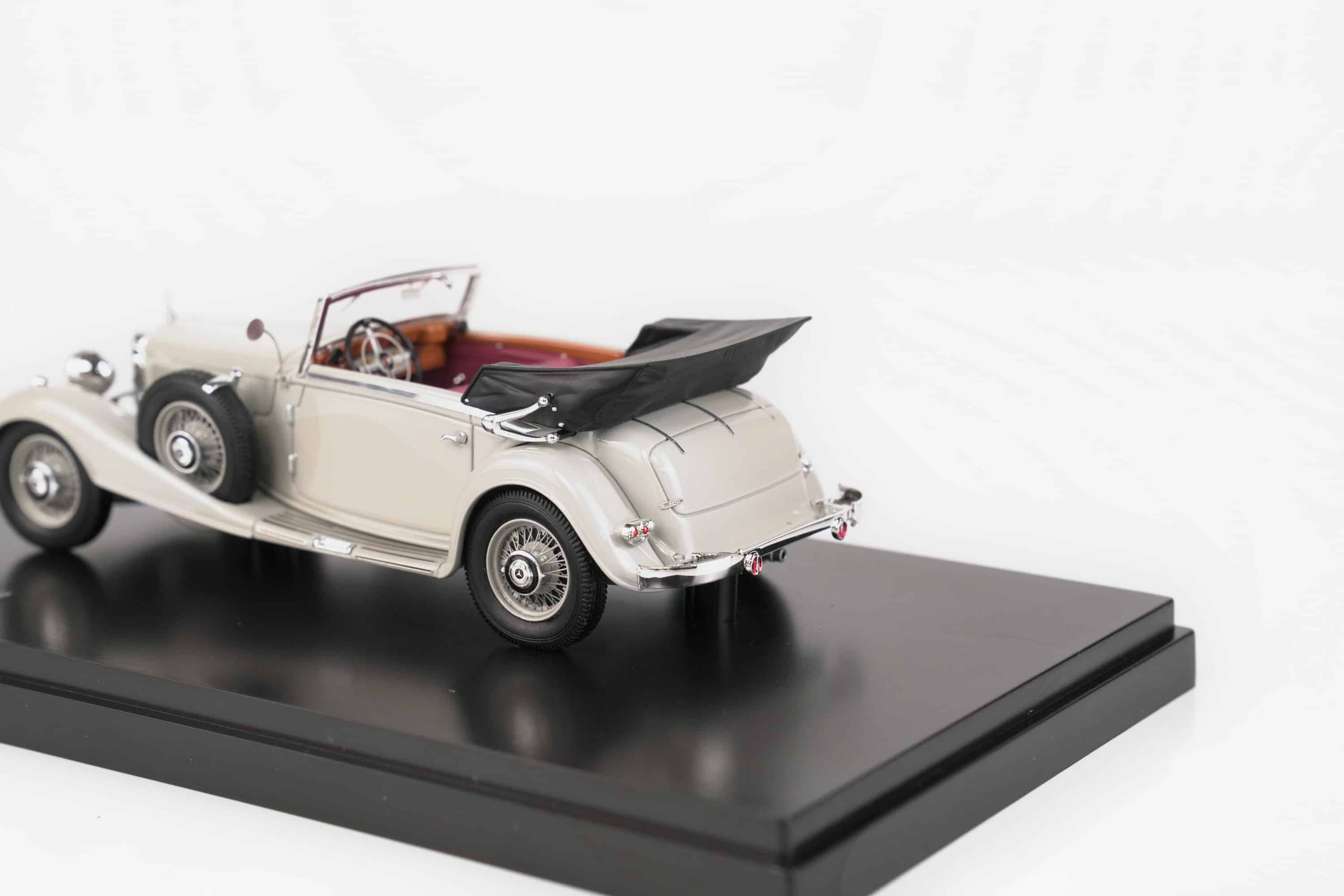 Matrix 1:43 Mercedes-Benz 500K Cabriolet C Grey 1935 (MX41302-313) Limited Edition Resin Model 5 Matrix 1:43 Mercedes-Benz 500K Cabriolet C Grey 1935 (MX41302-313) resin model, rear three-quarter