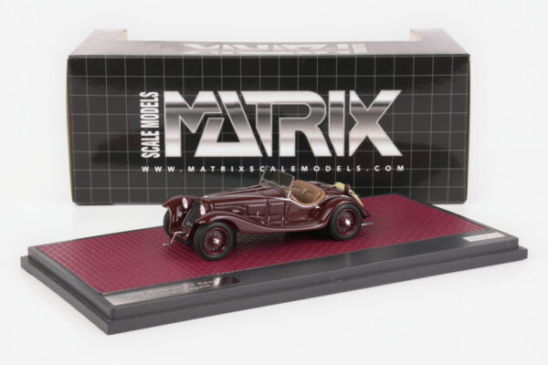 Matrix 1:43 Maserati V4 Sport 16 Cilindri Zagato Maroon 1929 (MX51311-012) resin model, with box, front