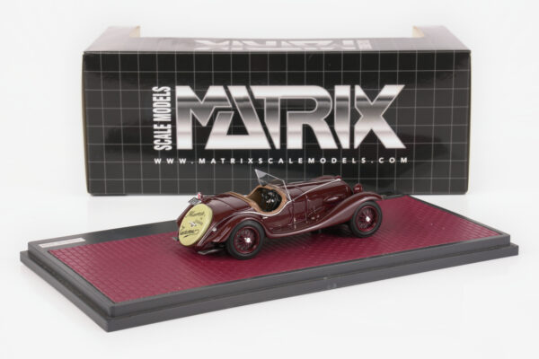 Matrix 1:43 Maserati V4 Sport 16 Cilindri Zagato Maroon 1929 (MX51311-012) resin model, with box, rear