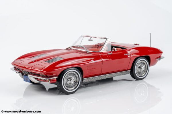Norev - 1:18 Chevrolet Corvette C2 Sting Ray Cabriolet Riverside Red 1963 (189056) - Diecast Model 24 Norev - 1:18 Chevrolet Corvette C2 Sting Ray Cabriolet Riverside Red 1963 (189056) - Diecast Model