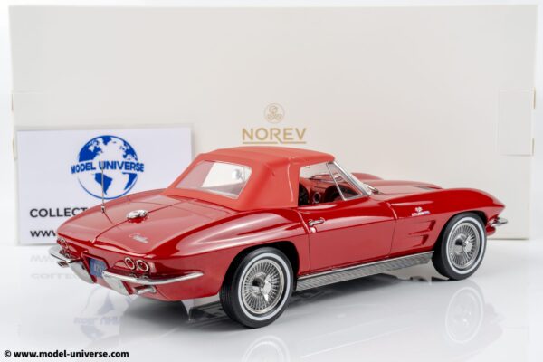 Norev - 1:18 Chevrolet Corvette C2 Sting Ray Cabriolet Riverside Red 1963 (189056) - Diecast Model 17 Norev - 1:18 Chevrolet Corvette C2 Sting Ray Cabriolet Riverside Red 1963 (189056) - Diecast Model