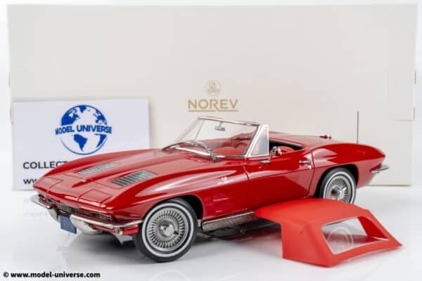 Norev - 1:18 Chevrolet Corvette C2 Sting Ray Cabriolet Riverside Red 1963 (189056) - Diecast Model