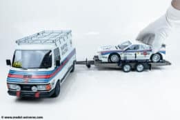 Otto Mobile - 1:18 3-Car Set: Fiat 242, Lancia 037 with Trailer - Winner 1983 Monte Carlo Rally Walter No.1 Rohrl - Limited Edition Resin Model