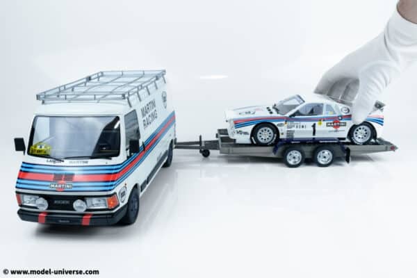 Otto Mobile - 1:18 3-Car Set: Fiat 242, Lancia 037 with Trailer - Winner 1983 Monte Carlo Rally Walter No.1 Rohrl - Limited Edition Resin Model