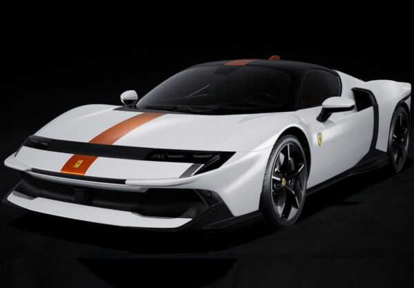 BBR - 1:18 Ferrari 849 Testarossa Bianco Italia with Giallo Ambra Stripe - Limited Edition Resin Model